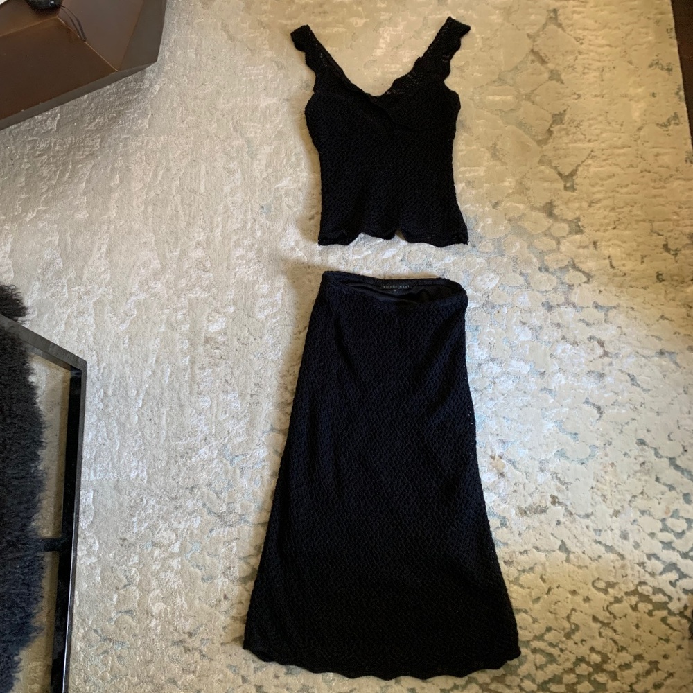 Black crochet tank and maxi skirt set AUTHENTIC 90s